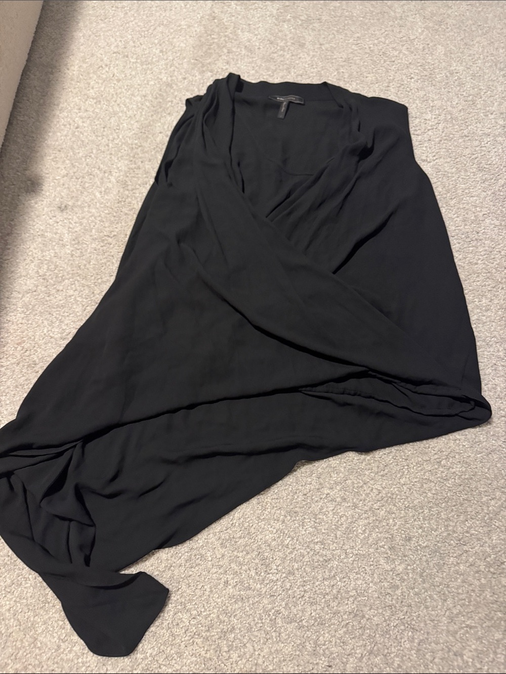 BCBGMaxAzria Black Asymmetrical Wrap Top